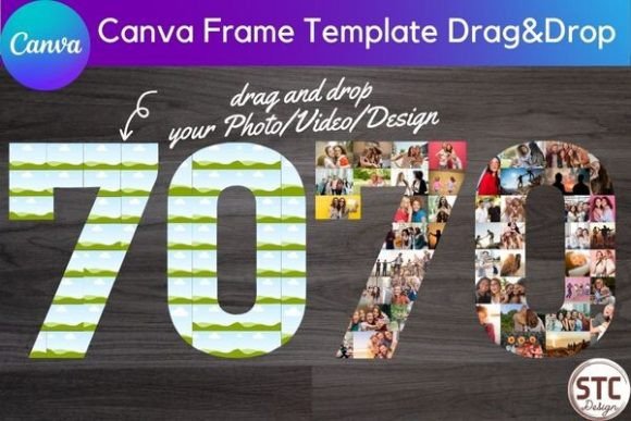 70 Seventy Number Collage Canva Frame: Design Milestone Content