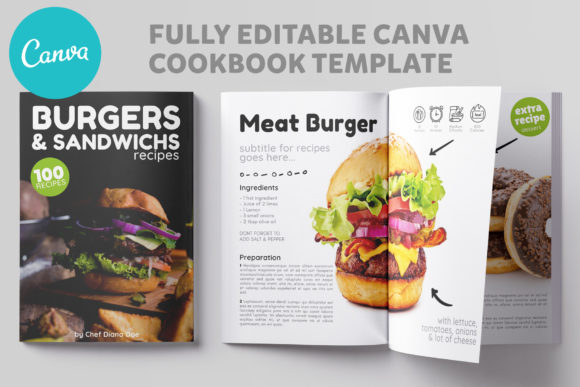 Canva Burger Sandwich Cookbook: A Template for Food Creators