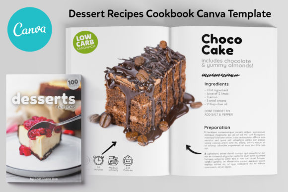 Canva Desserts Recipes Book Template: Share Your Culinary Creations