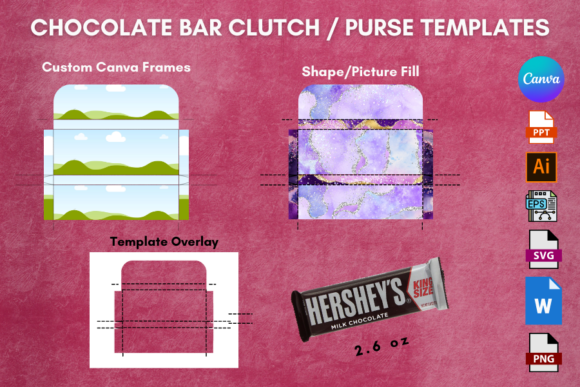 Canva Frame Chocolate Clutch/Purse 2.6oz: Design Your Own Treat