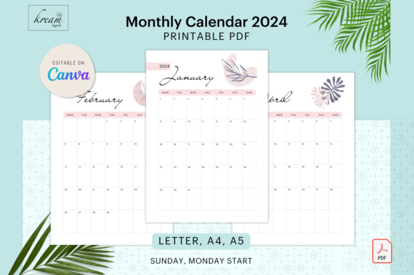 Canva Monthly Calendar 2024: Your Boho-Style Planning Solution