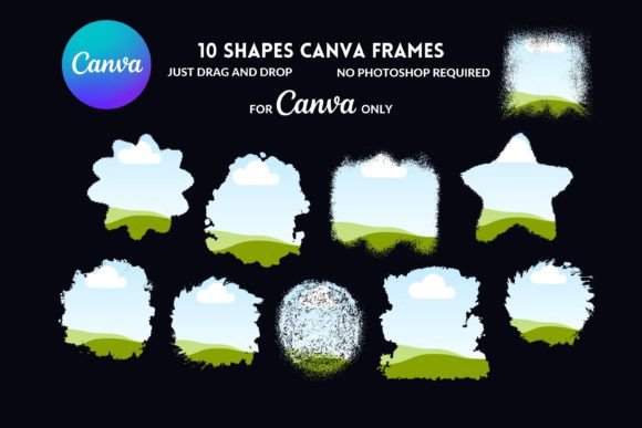Editable Canva Frames: Brush Stroke and Grunge Design Assets