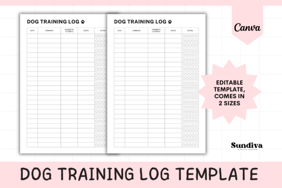 Editable Dog Training Log Template 3: Track Commands & Progress