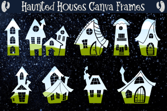 Elevate Your Halloween Decor with Haunted Houses Canva Frames