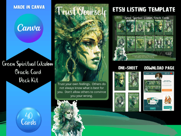 Green Wisdom Oracle Cards Canva Template: A Designer's Guide