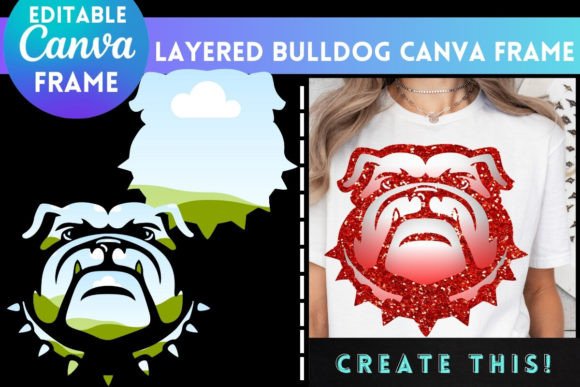 Layered Bulldog Mascot: A Canva Frame for Dynamic Branding