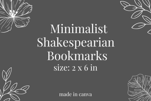 Minimalist Shakespearian Bookmarks Canva: A Modern Classic