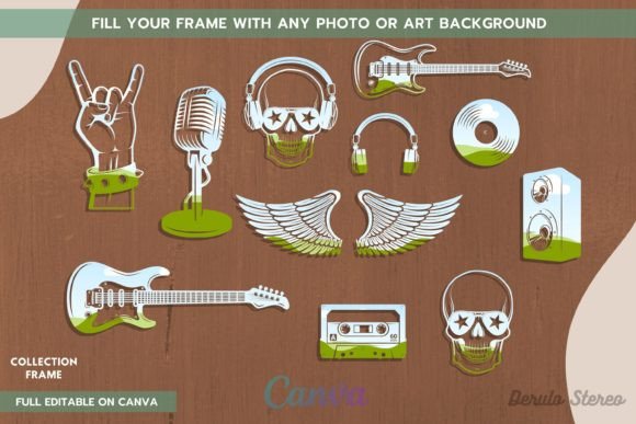 Rock and Roll Music Elements Canva Frame