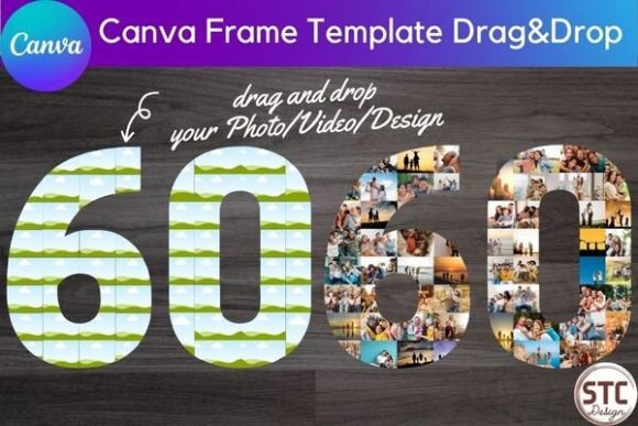 Transform Your Memories with a 60 Sixty Number Collage Canva Frame